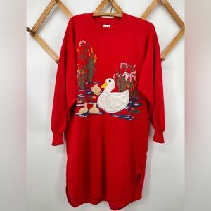 Elm Hill Red Sweatshirt with Duck Embroidery Made in USA